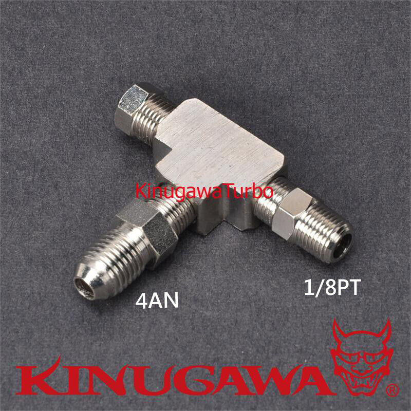 Adapter Fitting Tee 3 Way 1/8" PT to 4AN w/ Plug Block Oil Feed Pressure Sensor