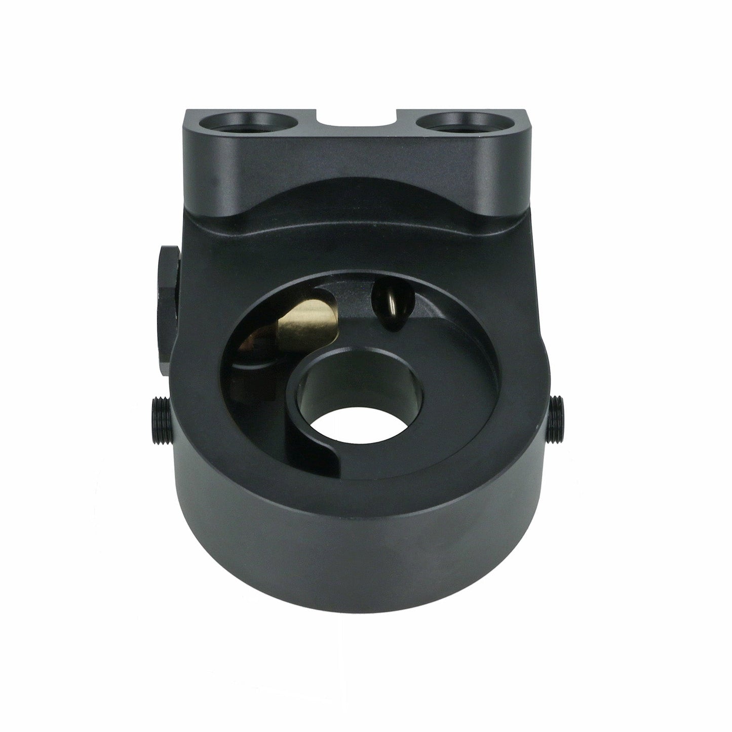BOOST Products Billet Oil Filter Sandwich Plate Adapter  w/ Thermostat, black anodized