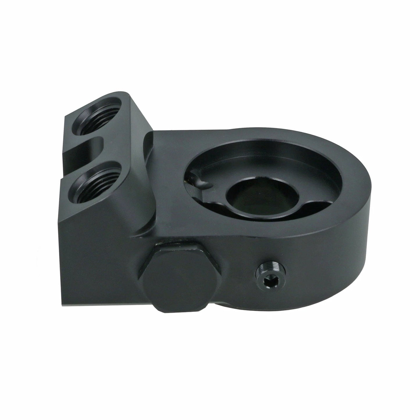 BOOST Products Billet Oil Filter Sandwich Plate Adapter  w/ Thermostat, black anodized