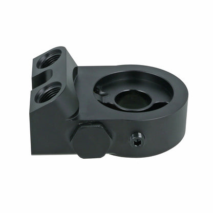 BOOST Products Billet Oil Filter Sandwich Plate Adapter  w/ Thermostat, black anodized