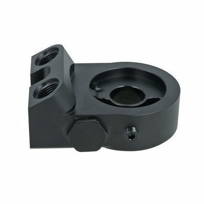 BOOST Products Billet Oil Filter Sandwich Plate Adapter  w/ Thermostat, black anodized