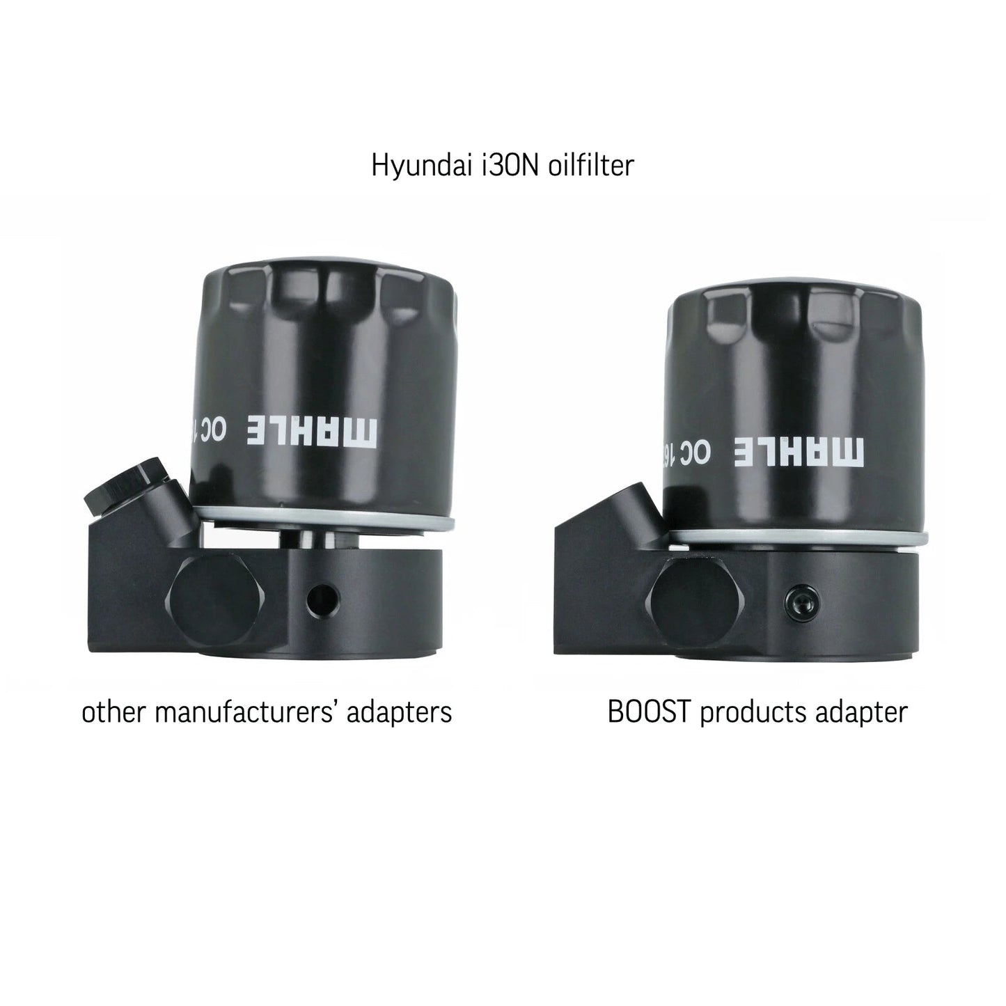 BOOST Products Billet Oil Filter Sandwich Plate Adapter  w/ Thermostat, black anodized