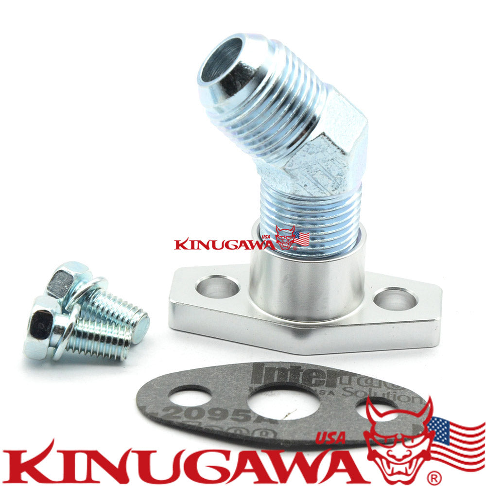 Turbo Oil Return Flange kit 38mm -45Deg 16mm barb TD03 TD03 TD04 TD05 TD06