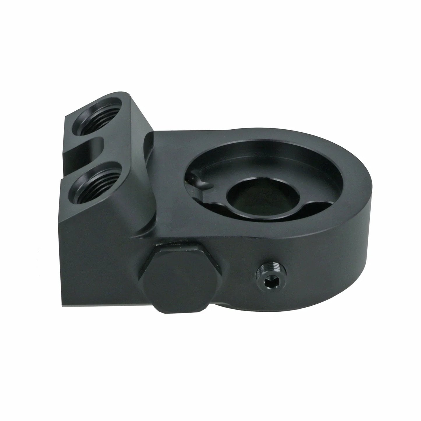 BOOST Products Billet Oil Filter Sandwich Plate Adapter  w/ Thermostat, black anodized