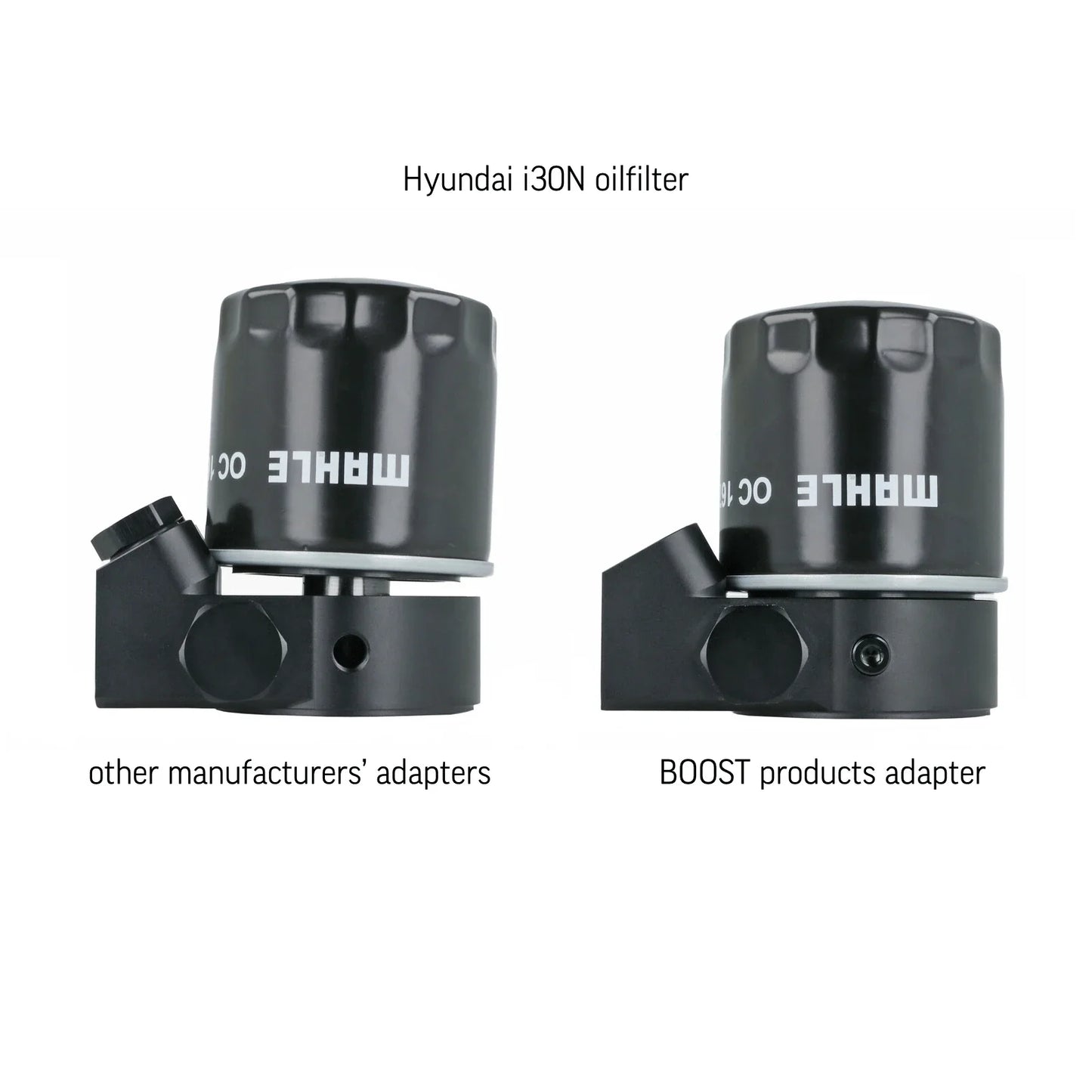BOOST Products Billet Oil Filter Sandwich Plate Adapter  w/ Thermostat, black anodized