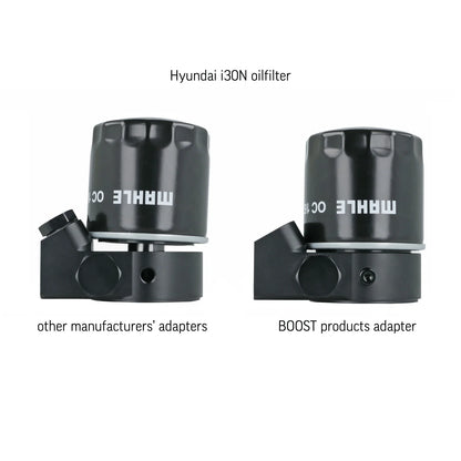 BOOST Products Billet Oil Filter Sandwich Plate Adapter  w/ Thermostat, black anodized