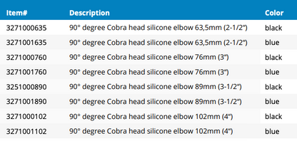 Cobra Head Silicone Hose 90° Elbow